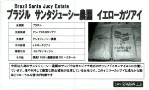 カフェ ランバン:ブラジル サンタジューシー農園 イエローカツアイ