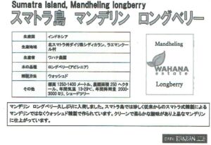 カフェ ランバン：インドネシア スマトラ島 ワハナ農園 ロングベリー