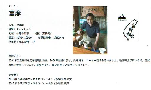 マタタビ珈琲豆店：台湾 富摩（フーモー） ティピカ ウォッシュト