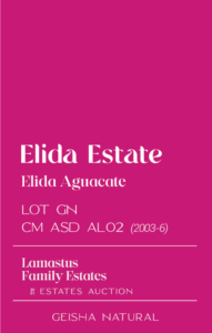 Definitive.：パナマ エリダ アグアカテ ゲイシャ ナチュラル カーボニック・マセレーション アネロビック・スロー・ドライ ラマスタス・ファミリー・エステーツ・オークション 2021 ロット 2003-6