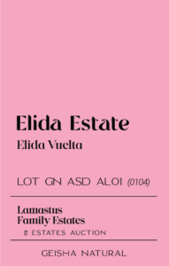 Definitive.：パナマ エリダ ブエルタ ゲイシャ ナチュラル アネロビック・スロー・ドライ ラマスタス・ファミリー・エステーツ・オークション 2021 ロット 0104