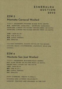 Definitive.:パナマ エスメラルダ ゲイシャ エスメラルダ・オークション 2022 ES-W-3 モンターニャ・カルナバル ウォッシュト