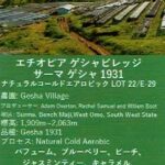 ウニール:エチオピア ゲシャ・ヴィレッジ サーマ ゲイシャ 1931 ナチュラル・コールド・エアロビック