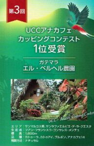 UCCカフェメルカード:ガテマラ エル・ベルへル農園 UCC アナカフェ カッピング・コンテスト 2022年 第1位