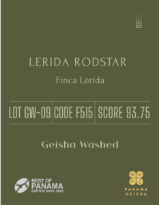 Definitive.：パナマ レリダ ロッドスター ベスト・オブ・パナマ 2023年 ゲイシャ ウォッシュト部門 第9位（サンプル）