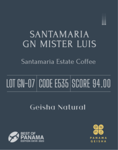 Definitive.：パナマ サンタマリア ゲイシャ ナチュラル ミスター・ルイス ベスト・オブ・パナマ 2023年 ゲイシャ ナチュラル部門 第7位（サンプル）