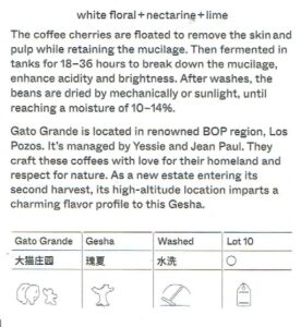 Terraform Coffee Roasters：パナマ ガト・グランデ ゲイシャ ウォッシュト